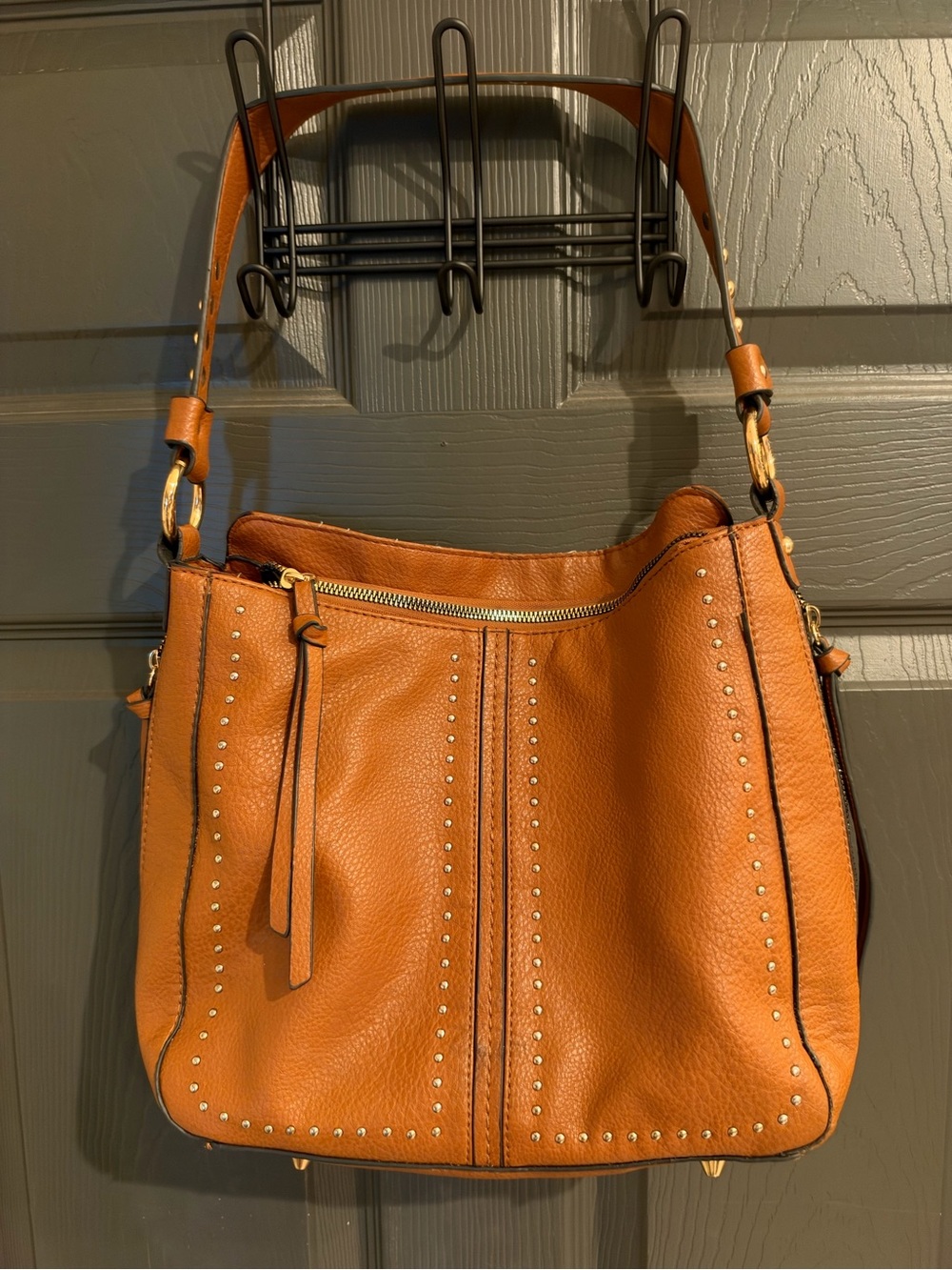 Montana West Leather Hobo Carry Shoulder Bag in Cognac Brown